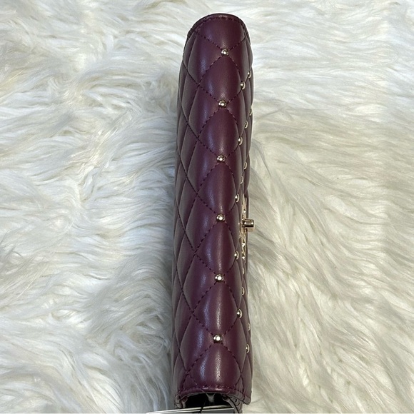 Badgley Mischka Plum Gold Quilted Crossbody Bag - Picture 11 of 14